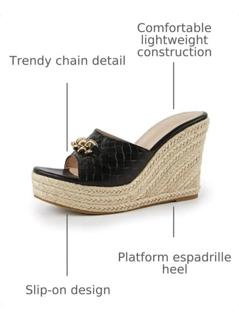 Stylish Women's Wedge Sandals - Platform Espadrille Heel, Casual Summer Slides
